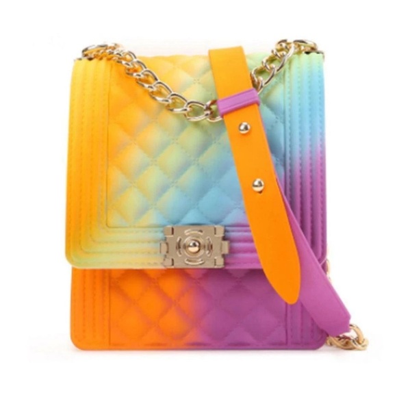 Alba Handbags - Alba Ombré Rainbow Jelly Quilted Chain Strap Bag NWT